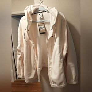 Nike zip up fleece/hoodie, size 3xl, cream